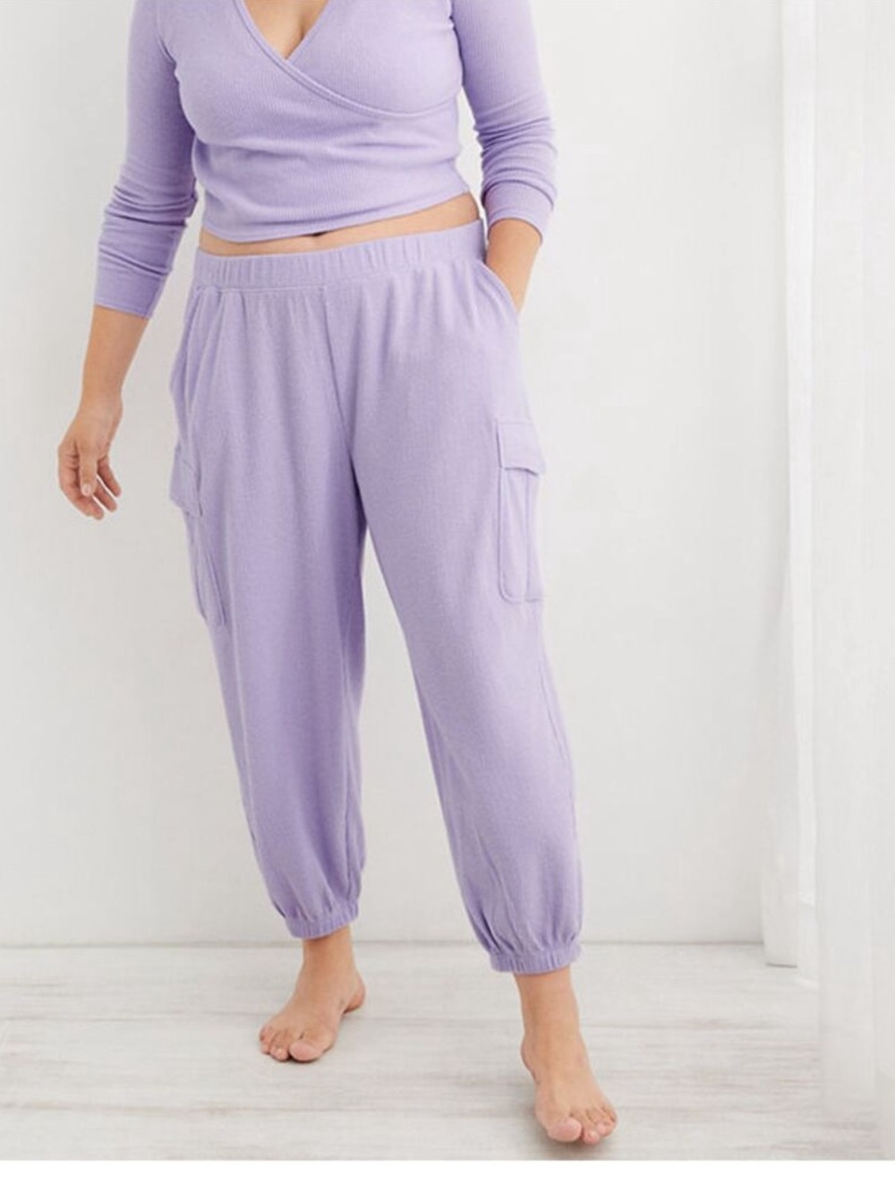 Aerie Traveler Waffle Cargo Jogger in Purple Wash - Size XS - Picture 1 of 6